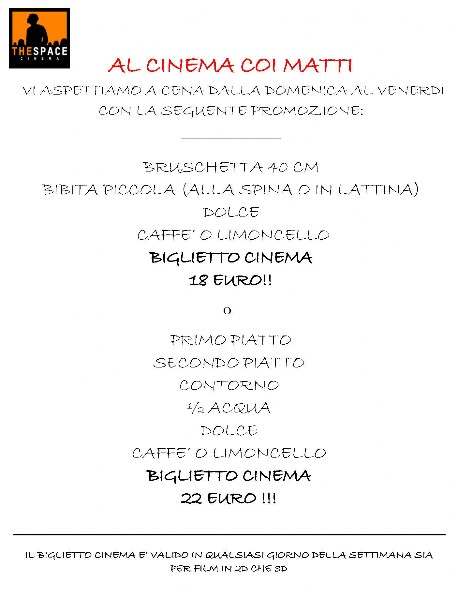 Promozione Cena + Cinema